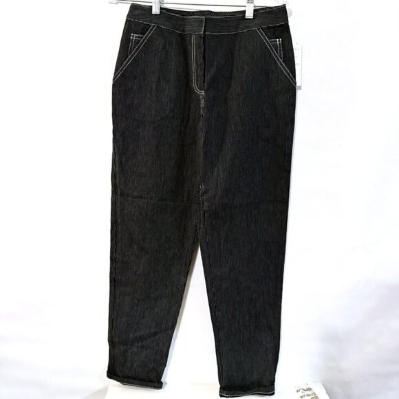 Eleven Pants, NWT Carpenter Slacks Black Striped Size 4 - Picture 1 of 6